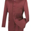 Lucci Banded Collar Fashion Suit - Burgundy