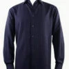 Bassiri Midnight Faded Plaid Weave Long Sleeve Camp Shirt