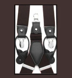 Antonia Convertible Button & Clip Stretch Brace - Suspenders - Brown