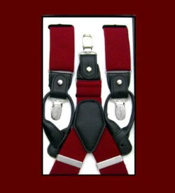 Luciano Ferretti Convertible Button & Clip Stretch Braces - Suspenders - Burgundy