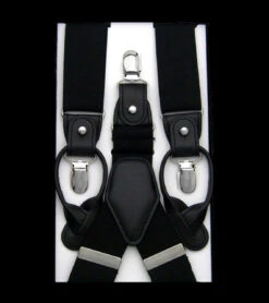 Antonia Convertible Button & Clip Stretch Braces - Suspenders - Black
