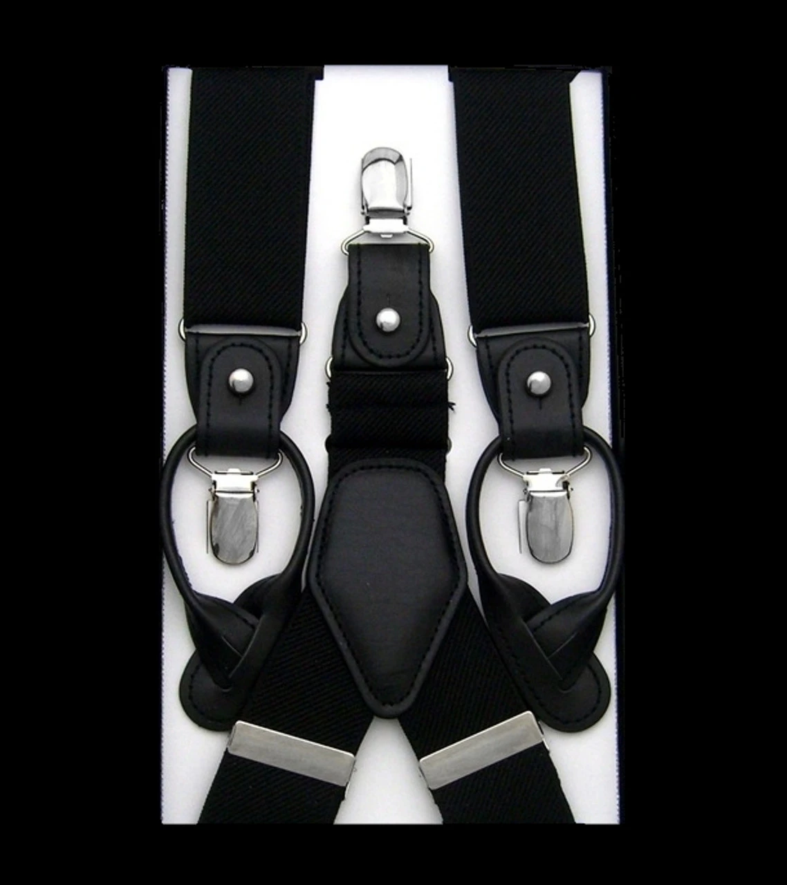 Antonia Convertible Button & Clip Stretch Braces - Suspenders - Black 1 Antonia Convertible Button & Clip Stretch Braces - Suspenders - Black