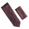 Antonia 100% Silk Tie W/Pocket Square - Burgundy & Pink Multi Stripes