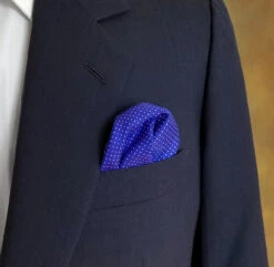 100% Silk Pocket Square - Royal Blue & White Tiny Polka Dots 12.5in X 12.5in -Suit Discount Store ALPK 001 21 4 68727.1609426961