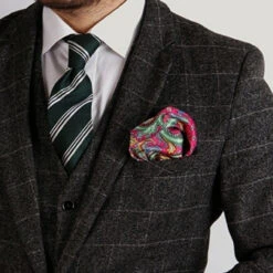 100% Silk Pocket Square -Hot Pink Paisley & Floral Design 12.5 X 12.5 -Suit Discount Store ALPK DF025 2 72449.1591823842