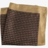 100% Silk Pocket Square -Brown & Tan Petite Paisleys 12.5 X 12.5