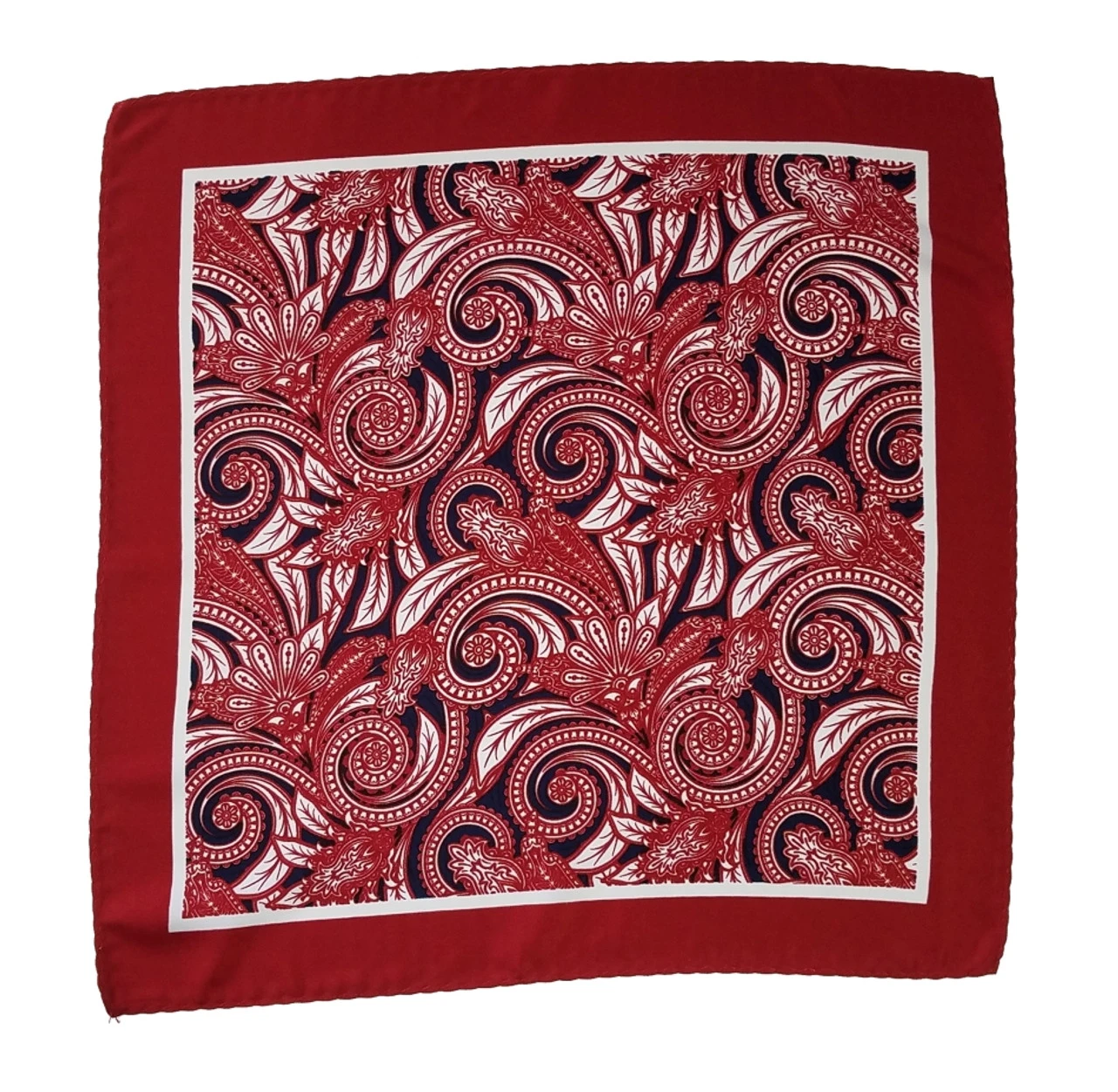 100% Silk Pocket Square - Dark Red Baroque Scroll Design 12.5 X 12.5 4 100% Silk Pocket Square - Dark Red Baroque Scroll Design 12.5 X 12.5 - Image 4