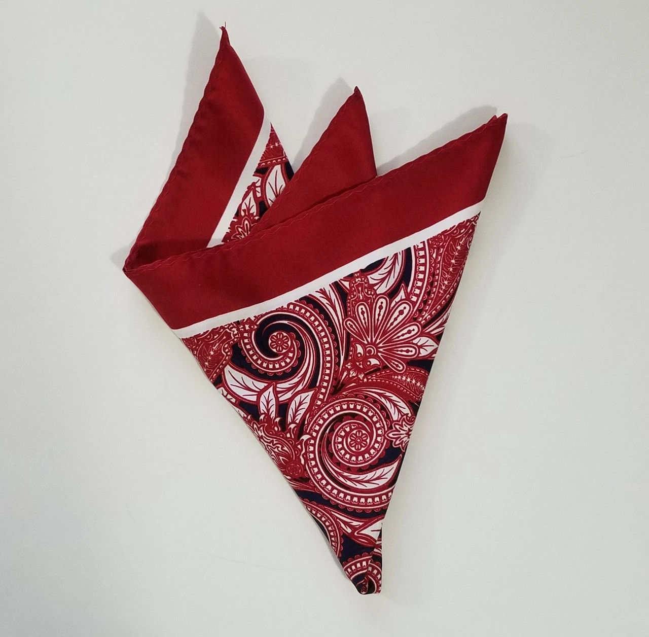 100% Silk Pocket Square - Dark Red Baroque Scroll Design 12.5 X 12.5 2 100% Silk Pocket Square - Dark Red Baroque Scroll Design 12.5 X 12.5 - Image 2