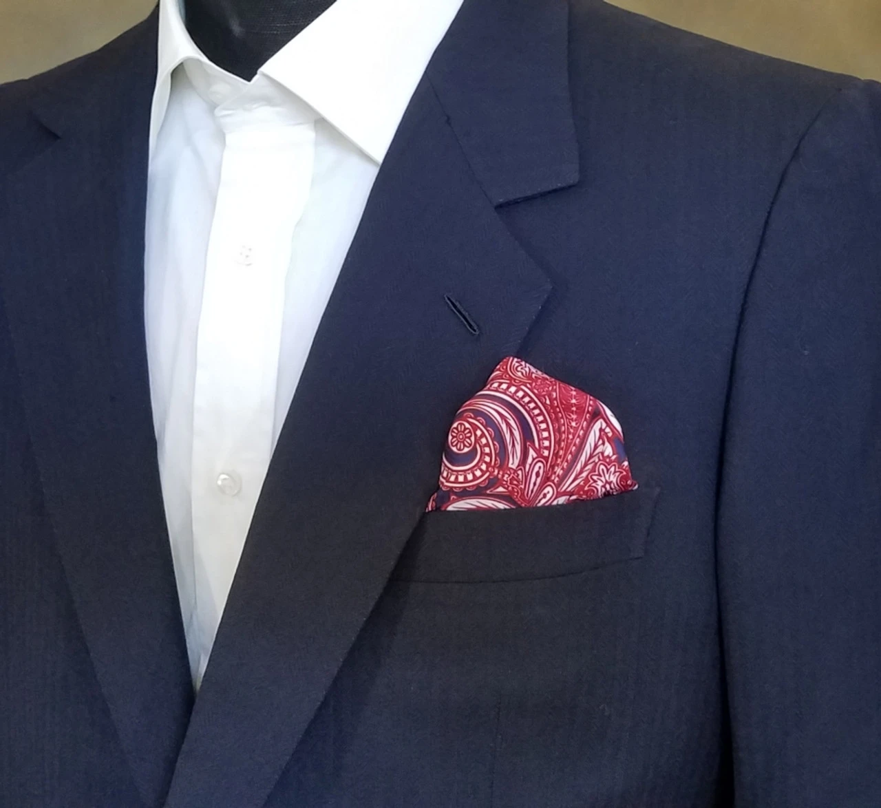 100% Silk Pocket Square - Dark Red Baroque Scroll Design 12.5 X 12.5 3 100% Silk Pocket Square - Dark Red Baroque Scroll Design 12.5 X 12.5 - Image 3