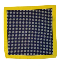 100% Silk Pocket Square - Navy Blue & Yellow Polka Dot 12.5in -Suit Discount Store ALPK DF200 2 14207.1619635128