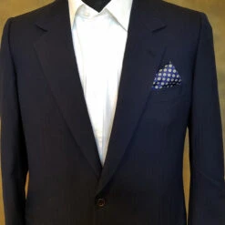 100% Silk Pocket Square - Navy Blue & Yellow Polka Dot 12.5in -Suit Discount Store ALPK DF200 3 38718.1619635128