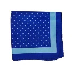 100% Silk Pocket Square - Baby Blue & Royal Polka Dot - 12in -Suit Discount Store ALPK DF201b 04744.1619728045