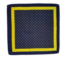 100% Silk Pocket Square - Navy Blue & Yellow Polka Dot - 12in -Suit Discount Store ALPK DF203 3 63909.1619639911