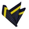 100% Silk Pocket Square - Navy Blue & Yellow Polka Dot - 12in