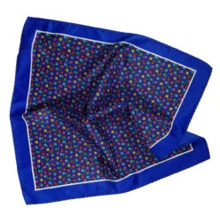 100% Silk Pocket Square - Royal Blue With Petite Multi-Colored Flowers 12.5in -Suit Discount Store ALPK DF205 4 2 02503.1656527608