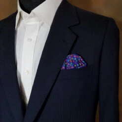 100% Silk Pocket Square - Royal Blue With Petite Multi-Colored Flowers 12.5in -Suit Discount Store ALPK DF205 4 5 50250.1656527608