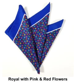 100% Silk Pocket Square - Royal Blue With Petite Multi-Colored Flowers 12.5in -Suit Discount Store ALPK DF205 4 ebay 67340.1656527625