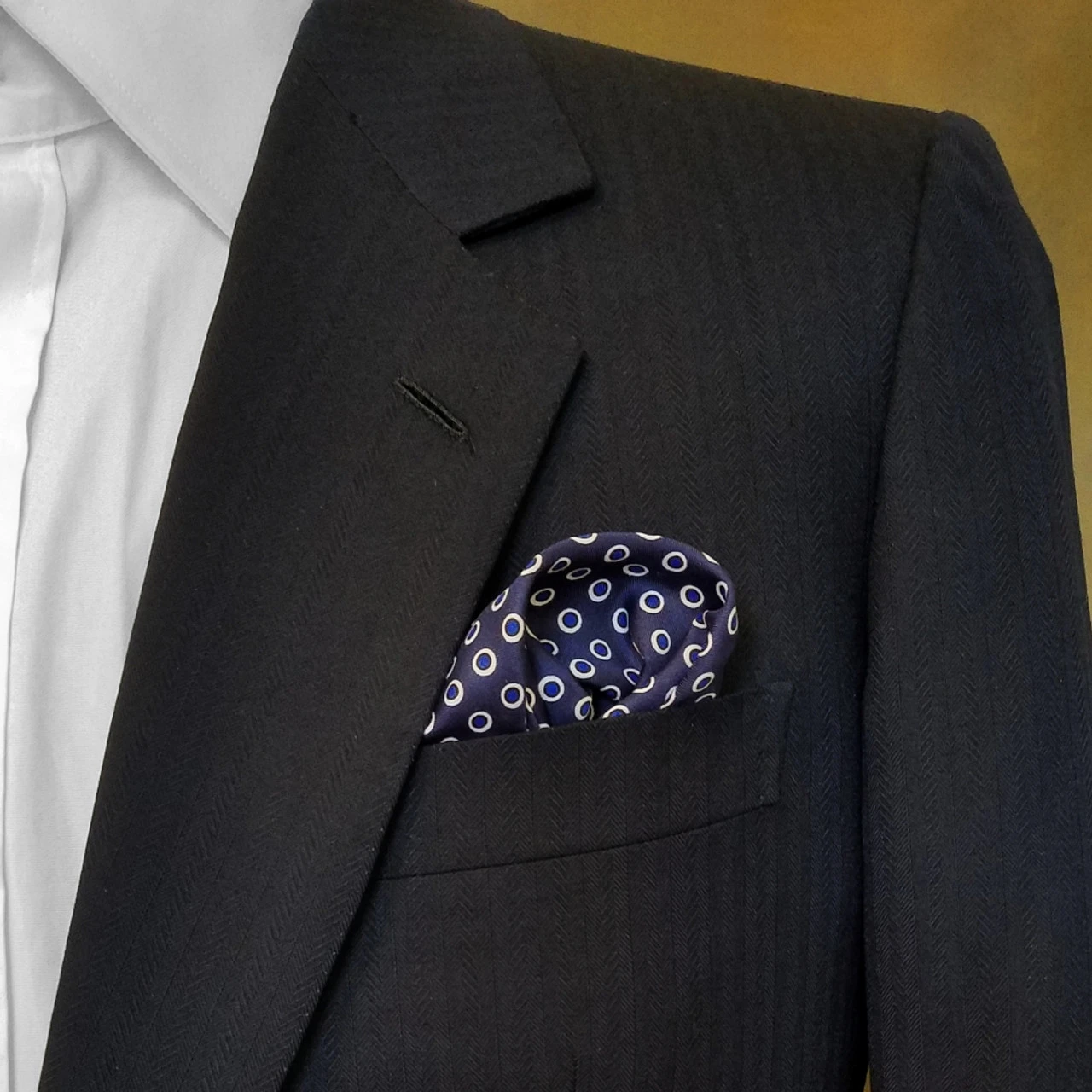 100% Silk Pocket Square - Royal Blue With Navy & White Polka Dots 12.5in 3 100% Silk Pocket Square - Royal Blue With Navy & White Polka Dots 12.5in - Image 3