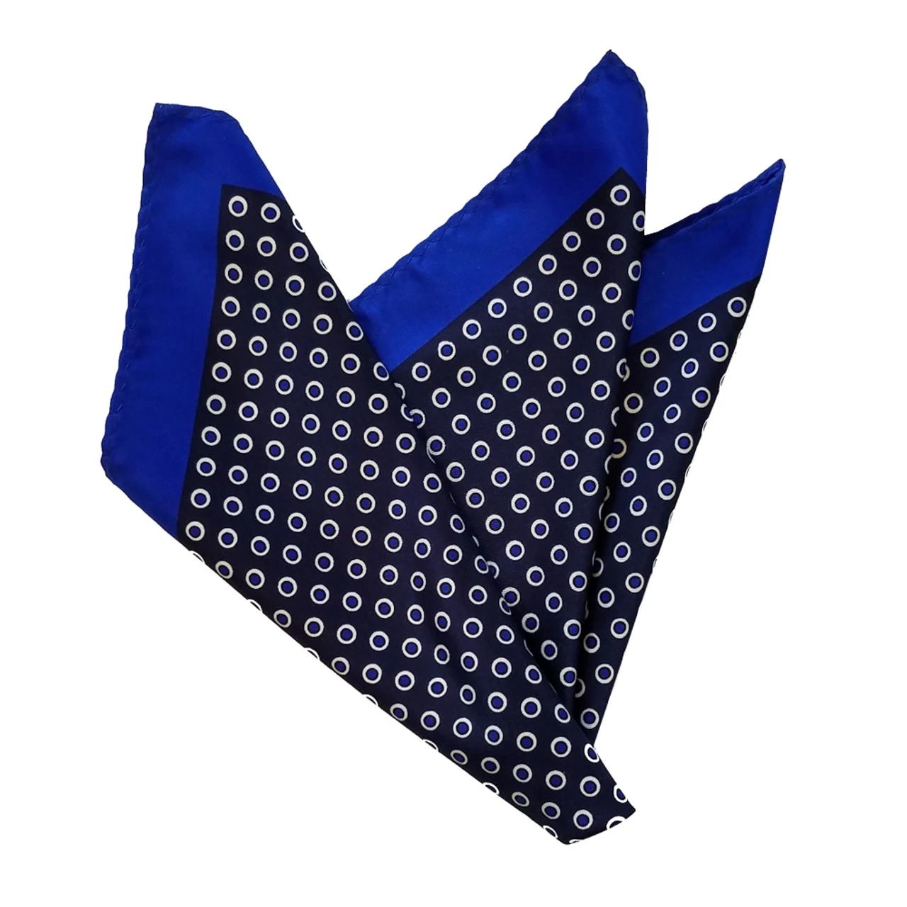 100% Silk Pocket Square - Royal Blue With Navy & White Polka Dots 12.5in 1 100% Silk Pocket Square - Royal Blue With Navy & White Polka Dots 12.5in