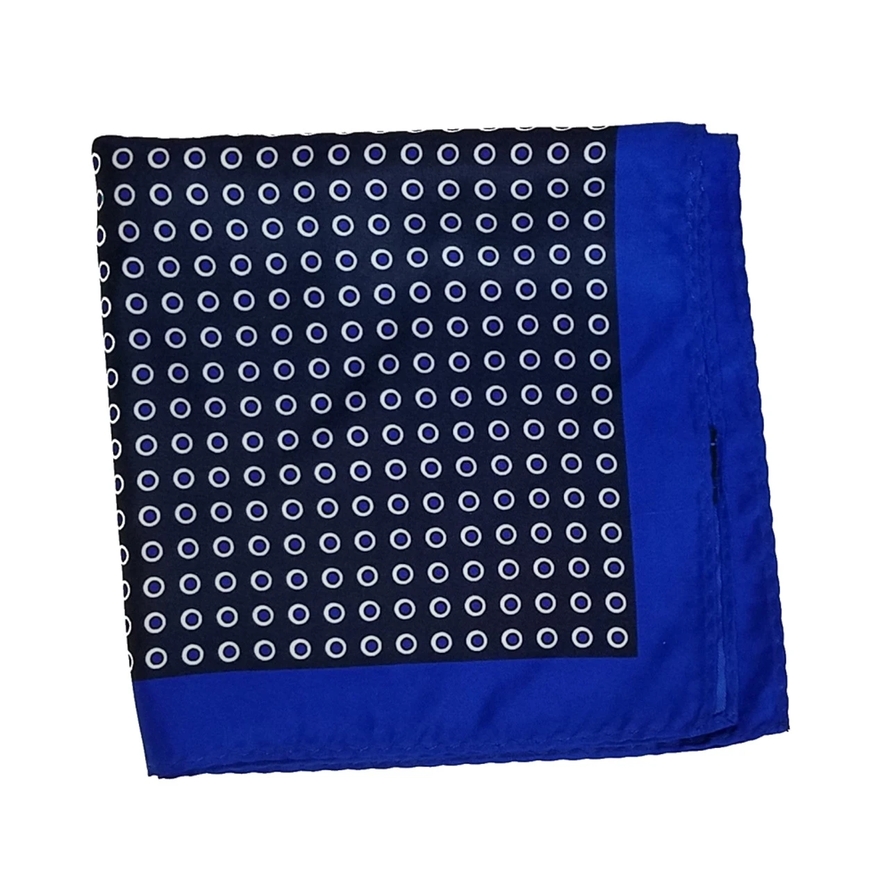 100% Silk Pocket Square - Royal Blue With Navy & White Polka Dots 12.5in 2 100% Silk Pocket Square - Royal Blue With Navy & White Polka Dots 12.5in - Image 2