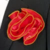 Antonio Ricci 2-in-1 Pouf Round Pocket Square - Gold Trim On Cherry Red