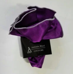 Antonio Ricci 2-in-1 Pouf Round Pocket Square - Grey On Purple 11 Antonio Ricci 2-in-1 Pouf Round Pocket Square - Grey On Purple -Suit Discount Store AR PKS HR 128 6 94614.1597439380
