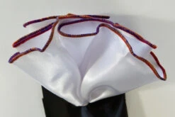 Antonio Ricci 2-in-1 Pouf Round Pocket Square - Orange, Gold & Purple Blend On White -Suit Discount Store AR PKS HR 153 5 90684.1596700839