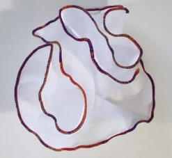 Antonio Ricci 2-in-1 Pouf Round Pocket Square - Orange, Gold & Purple Blend On White -Suit Discount Store AR PKS HR 153 7 33399.1596700838