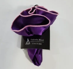 Antonio Ricci 2-in-1 Pouf Round Pocket Square - Pink On Dark Purple -Suit Discount Store AR PKS HR 205 6 78598.1597266445