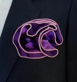 Antonio Ricci 2-in-1 Pouf Round Pocket Square - Pink On Dark Purple