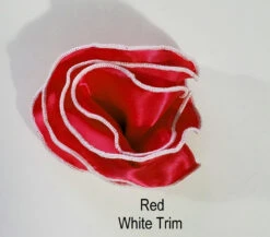 Antonio Ricci 2-in-1 Pouf Round Pocket Square - White Trim On Red