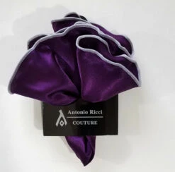 Antonio Ricci 2-in-1 Pouf Round Pocket Square - Grey On Dark Purple -Suit Discount Store AR PKS HR 258 6 37709.1597268979