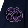 Antonio Ricci 2-in-1 Pouf Round Pocket Square - Grey On Dark Purple