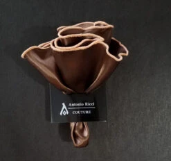 Antonio Ricci 2-in-1 Pouf Round Pocket Square - Peach On Brown -Suit Discount Store AR PKS HR 304 5 51485.1661973647