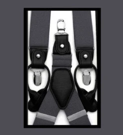Antonia Convertible Button & Clip Stretch Braces - Suspenders - Charcoal