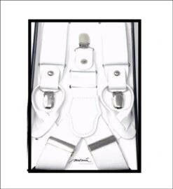 Antonia Convertible Button & Clip Stretch Braces - Suspenders - White