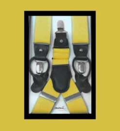 Antonia Convertible Button & Clip Stretch Braces - Suspenders - Yellow
