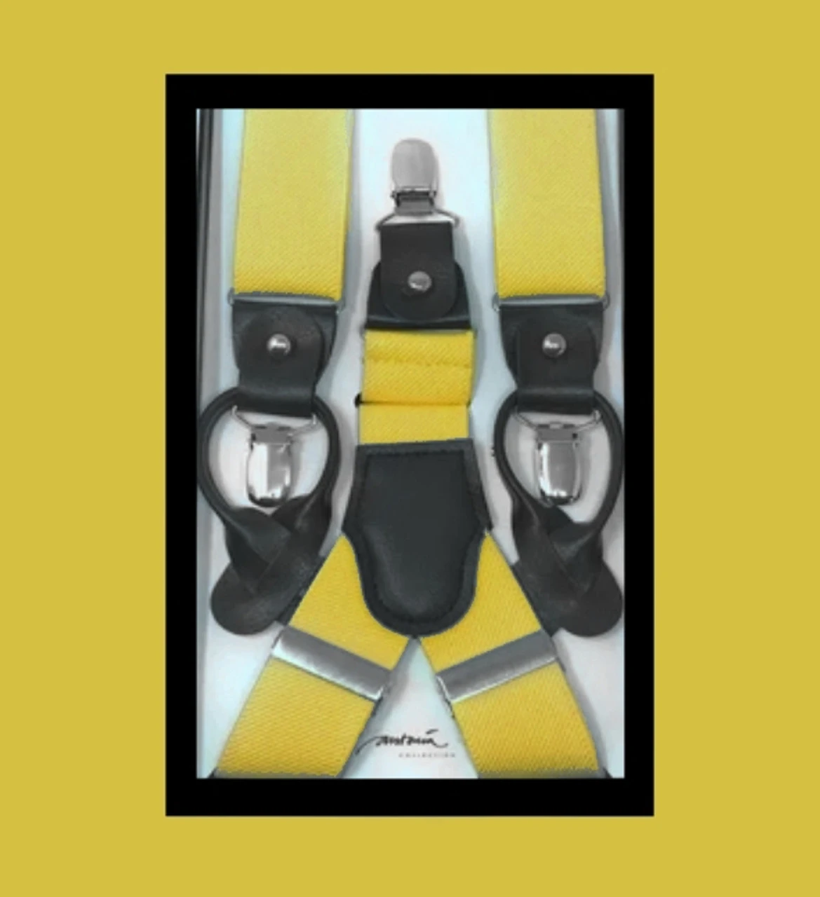 Antonia Convertible Button & Clip Stretch Braces - Suspenders - Yellow 1 Antonia Convertible Button & Clip Stretch Braces - Suspenders - Yellow