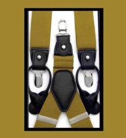 Antonia Convertible Button & Clip Stretch Braces - Suspenders - Gold