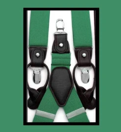 Antonia Convertible Button & Clip Stretch Braces - Suspenders - Green