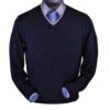 Peru Unlimited 100% Royal Alpaca Contrast V-Neck Sweater - Navy
