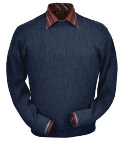 Peru Unlimited Baby Alpaca And Wool Crew Neck Sweater - Denim Blue