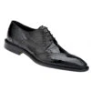 Belvedere Genuine Ostrich Leg & Eel Dress Tie Shoe - Black
