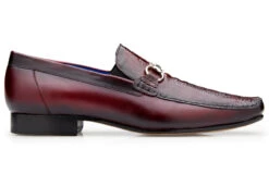 Belvedere Genuine Ostrich Leg & Calf Leather Horsebit Loafer - Dark Burgundy -Suit Discount Store BEL 1026 BG 2 56402.1667593157