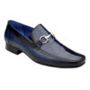 Belvedere Genuine Ostrich Leg & Calf Leather Horsebit Loafer - Blue