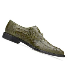 Belvedere 100% Genuine Hornback Classic Dress Tie Shoe - Olive