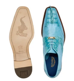 Belvedere Genuine Caiman Crocodile And Lizard Light Blue Dress Tie Shoe -Suit Discount Store BEL 1480 LBL 3 89003.1667752508