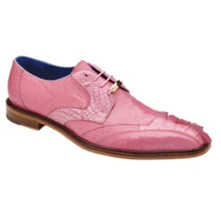 Belvedere Genuine Caiman Crocodile And Lizard Pink Dress Tie Shoe