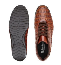 Belvedere Genuine Caiman Crocodile Sneakers - Brandy -Suit Discount Store BEL 33616 3 30576.1667682353