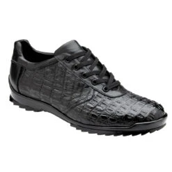 Belvedere Genuine Caiman Crocodile Sneakers - Black
